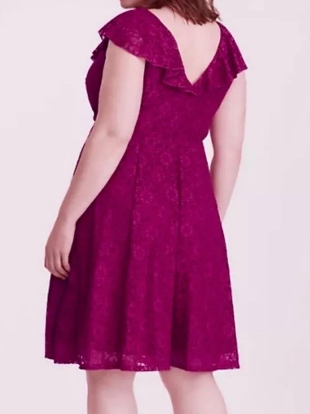 Torrid Berry Lace Surplice Bodice Skater Dress - Picture 2 of 8